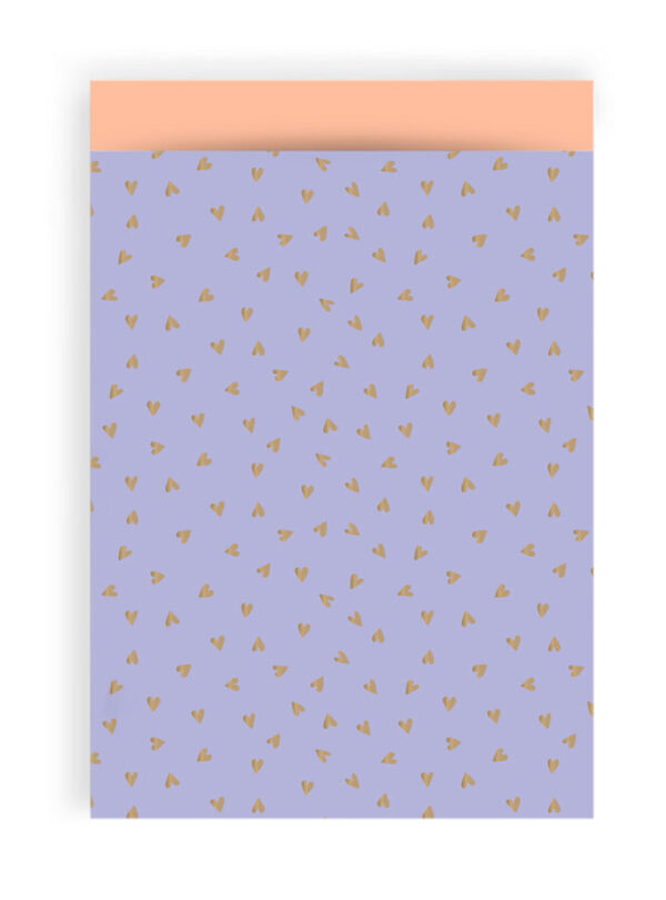 Cadeauzakjes - Small Hearts Lavender Gold Foil - Peach (17 x 25 cm) - 200 stuks