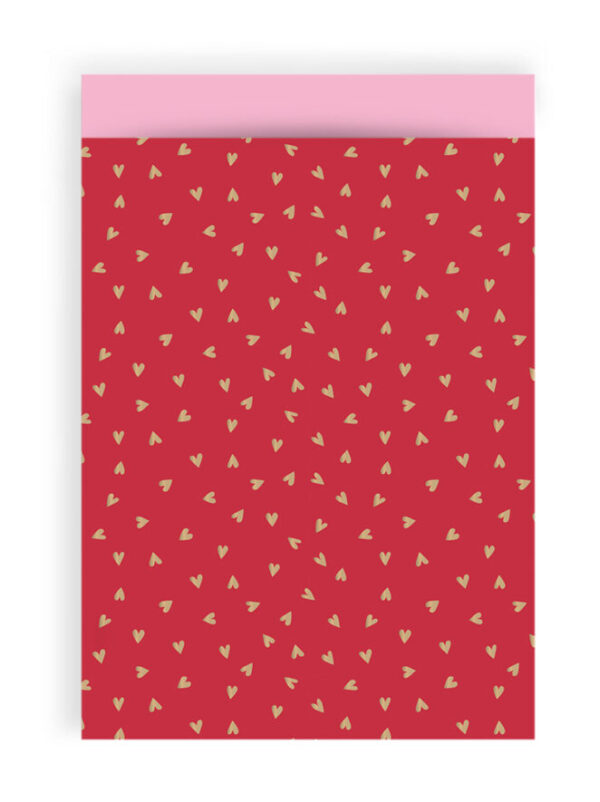 Cadeauzakjes - Small Hearts Cherry Red Gold Foil-Blush Pink (17 x 25 cm) - 200 stuks