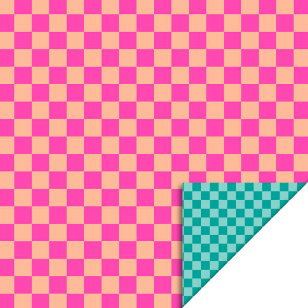 Cadeauzakjes - Big Check Fluor Pink - Check Turquoise Blue (27 x 34 cm) - 200 stuks - Afbeelding 2
