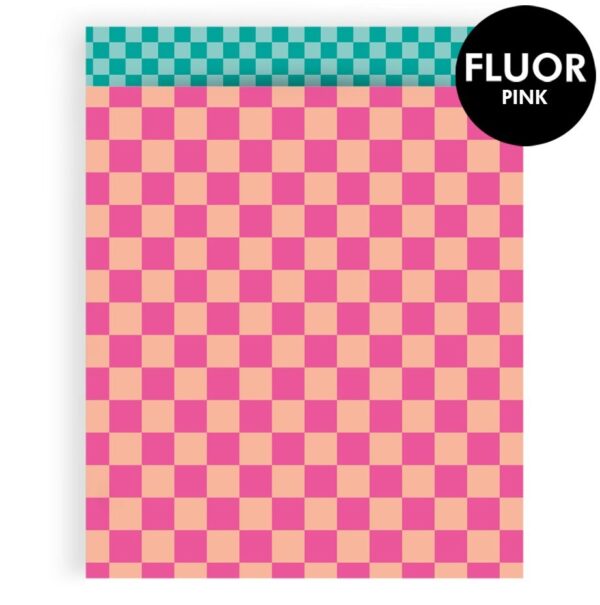 Cadeauzakjes - Big Check Fluor Pink - Check Turquoise Blue (27 x 34 cm) - 200 stuks