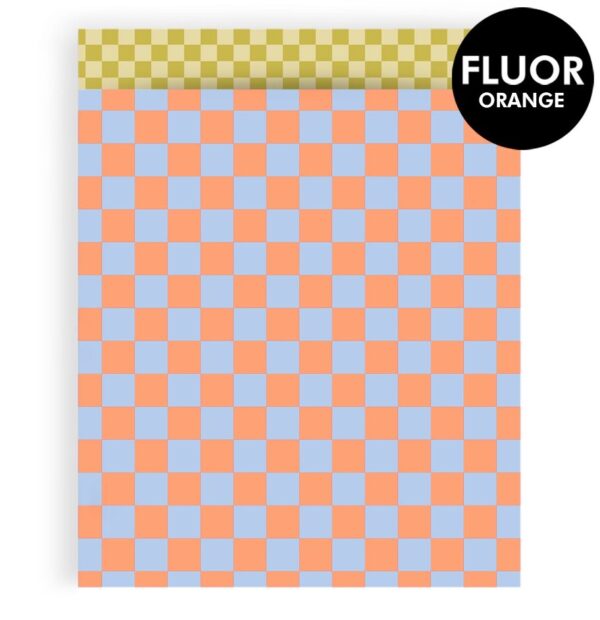 Cadeauzakjes - Big Check Fluor Orange - Check Mustard (27 x 34 cm) - 200 stuks