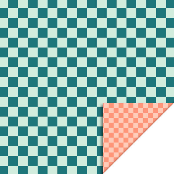 Cadeauzakjes - Big Check Jade Blue - Check Salmon (12 x 19 cm) - 200 stuks - Afbeelding 2