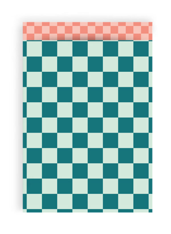 Cadeauzakjes - Big Check Jade Blue - Check Salmon (17 x 25 cm) - 200 stuks