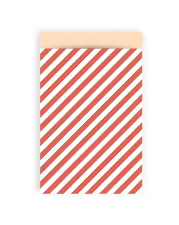 Cadeauzakjes - Stripe Diagonal Red - Pastel Orange (12 x 19 cm) - 200 stuks