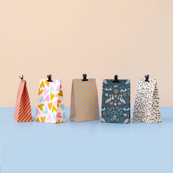 Blokbodemzakken - Stripes Peach - Sea Blue (12x7x19 cm) - 100 stuks - Afbeelding 2