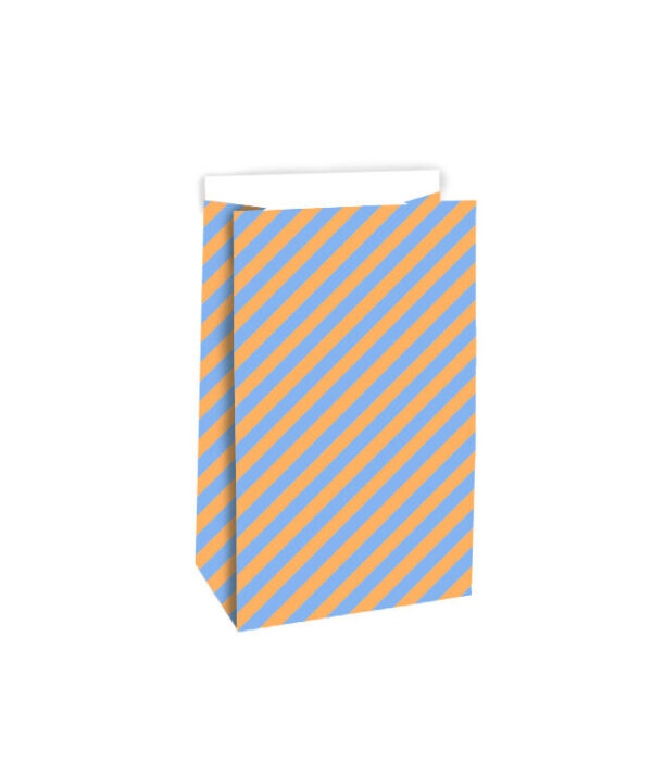 Blokbodemzakken - Stripes Peach - Sea Blue (12x7x19 cm) - 100 stuks