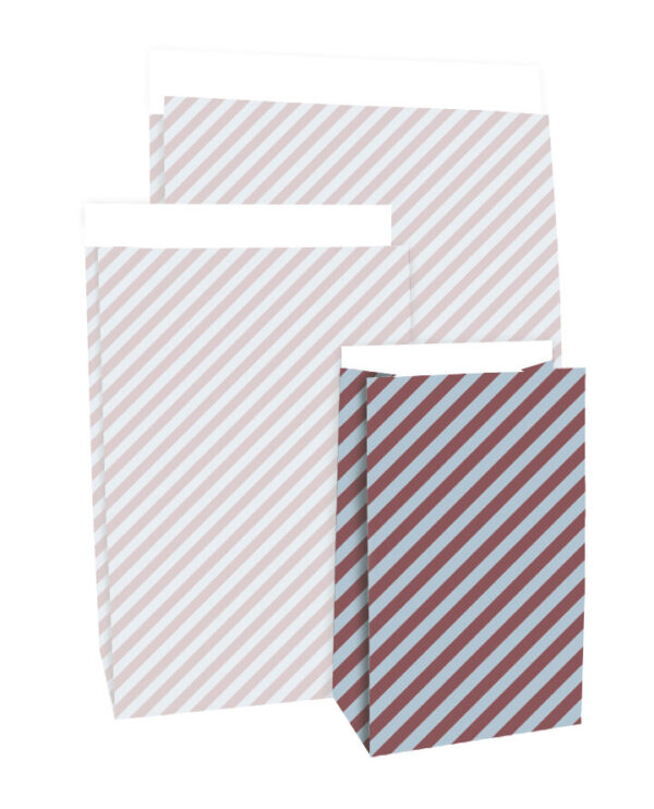 Blokbodemzakken - Stripes Beet Red/ Blue (12x7x19 cm) - 100 stuks - Afbeelding 4