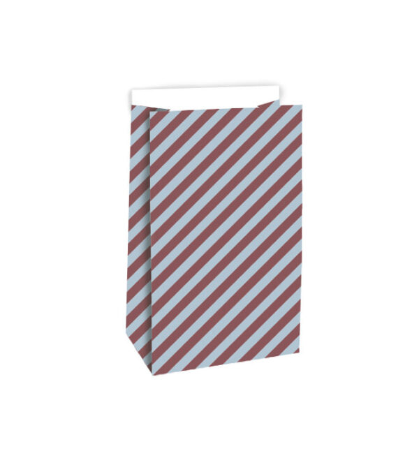 Blokbodemzakken - Stripes Beet Red/ Blue (12x7x19 cm) - 100 stuks