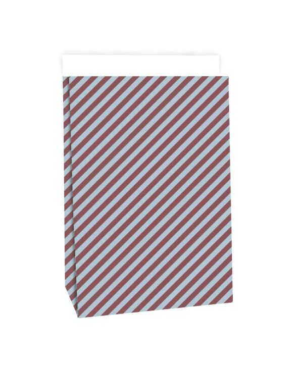 Blokbodemzakken - Stripes Beet Red/ Blue (17x10x25 cm) - 100 stuks