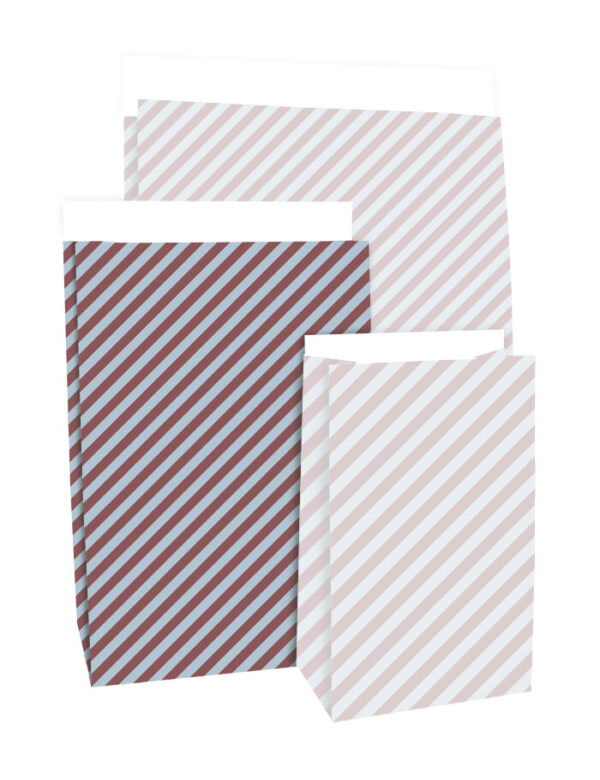 Blokbodemzakken - Stripes Beet Red/ Blue (17x10x25 cm) - 100 stuks - Afbeelding 4