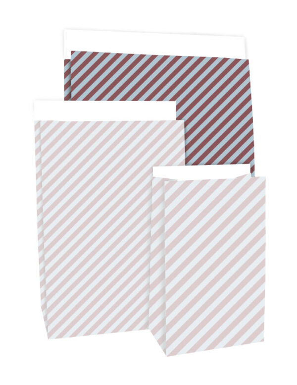 Blokbodemzakken - Stripes Beet Red/ Blue (27x15x34 cm) - 100 stuks - Afbeelding 4