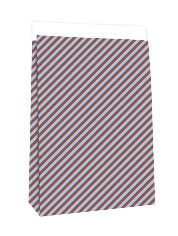 Blokbodemzakken - Stripes Beet Red/ Blue (27x15x34 cm) - 100 stuks