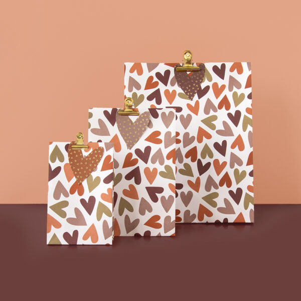 Blokbodemzakken - Big Hearts Faded (27x15x34 cm) - 100 stuks - Afbeelding 2