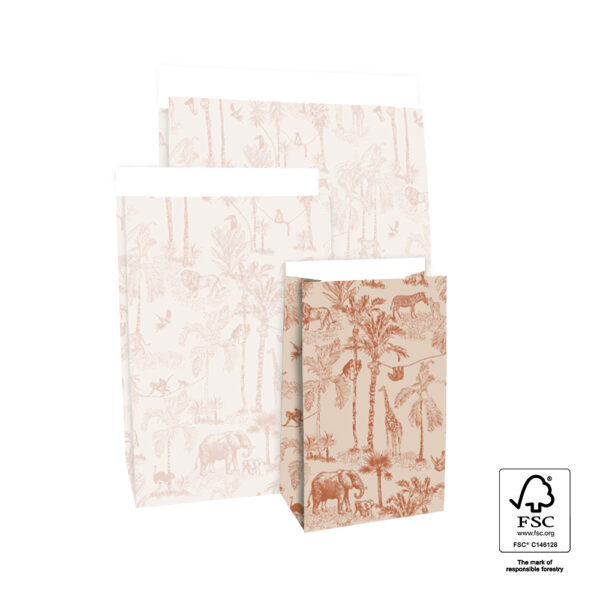 Blokbodemzakken - Vintage Jungle Cognac (12 x 7 x 19 cm) - 100 stuks - Afbeelding 4