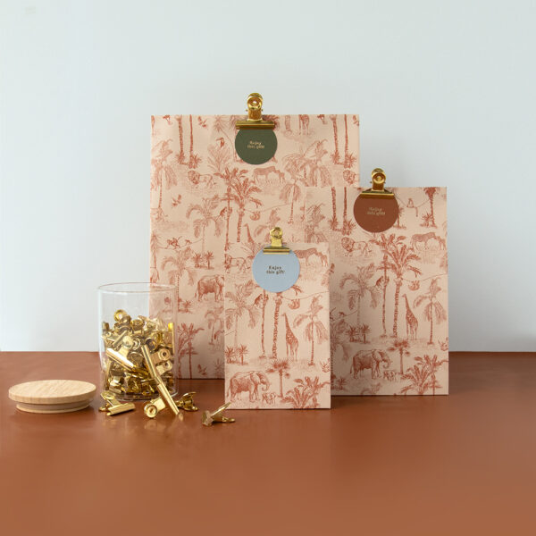 Blokbodemzakken - Vintage Jungle Cognac (27 x 15 x 34 cm) - 100 stuks - Afbeelding 2