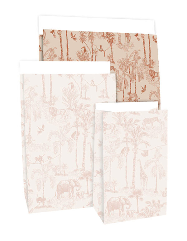 Blokbodemzakken - Vintage Jungle Cognac (27 x 15 x 34 cm) - 100 stuks - Afbeelding 4