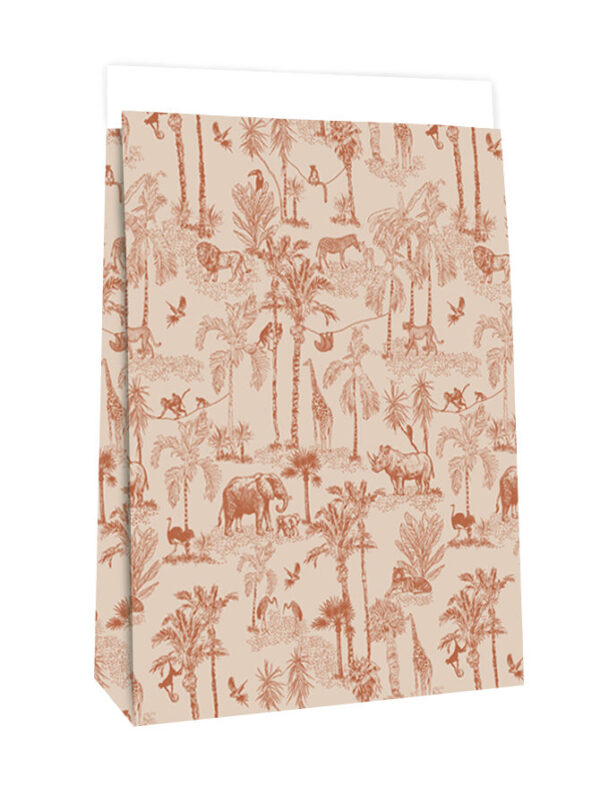 Blokbodemzakken - Vintage Jungle Cognac (27 x 15 x 34 cm) - 100 stuks