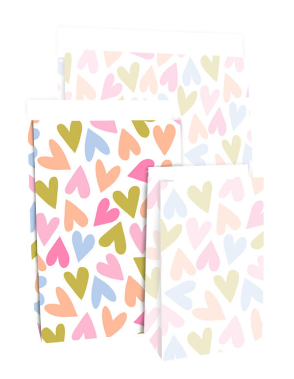 Blokbodemzakken - Hearts (17x10x25 cm) - 100 stuks - Afbeelding 4