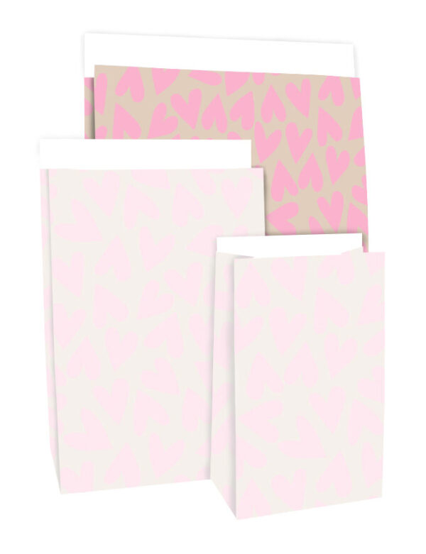Blokbodemzakken - Hearts Blush Pink (27x15x34 cm) - 100 stuks - Afbeelding 4