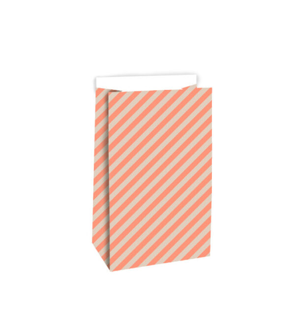 Blokbodemzakken - Stripes Salmon Orange (12x7x19 cm) - 100 stuks