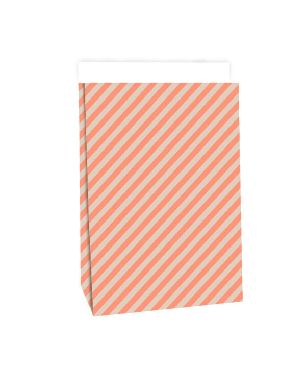 Blokbodemzakken - Stripes Salmon Orange (17x10x25 cm) - 100 stuks
