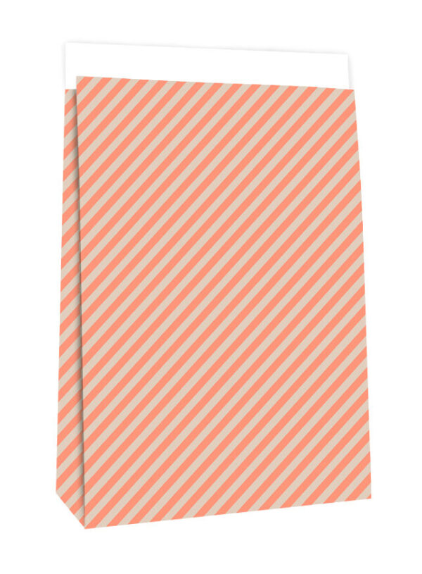 Blokbodemzakken - Stripes Salmon Orange (27x15x34 cm) - 100 stuks