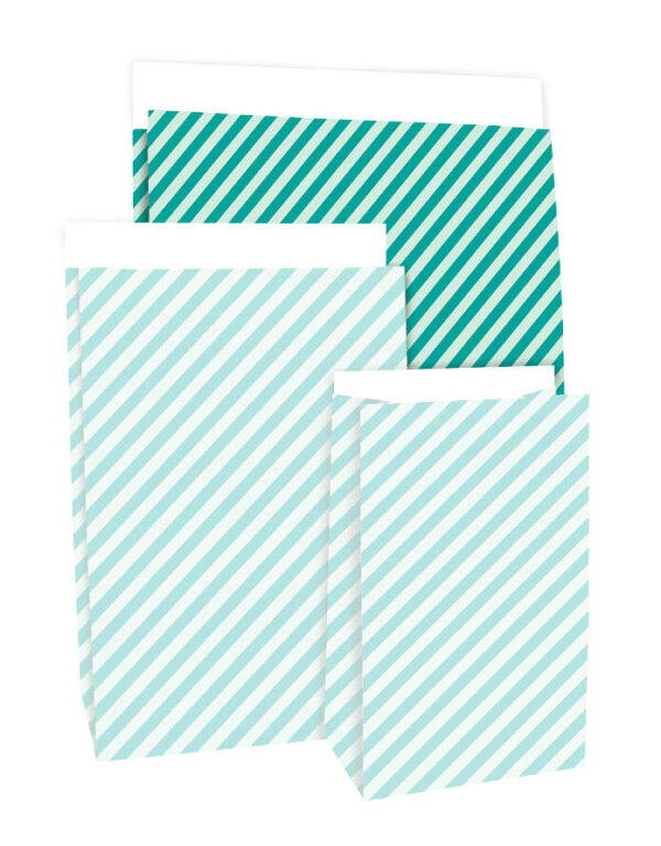 Blokbodemzakken - Stripes Turquoise Blue (27x15x34 cm) - 100 stuks - Afbeelding 4