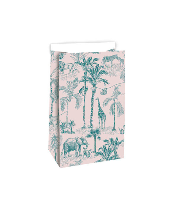 Blokbodemzakken - Vintage Jungle Jade Blue (12x7x19 cm) - 100 stuks