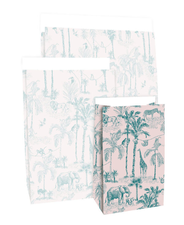 Blokbodemzakken - Vintage Jungle Jade Blue (12x7x19 cm) - 100 stuks - Afbeelding 4