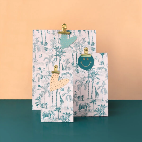 Blokbodemzakken - Vintage Jungle Jade Blue (27x15x34 cm) - 100 stuks - Afbeelding 2
