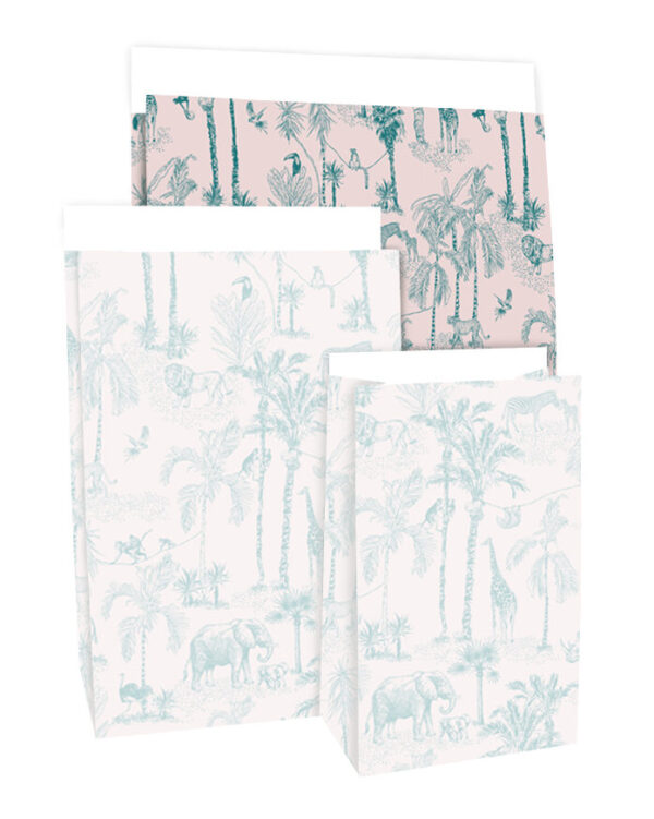 Blokbodemzakken - Vintage Jungle Jade Blue (27x15x34 cm) - 100 stuks - Afbeelding 4