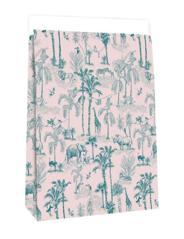 Blokbodemzakken - Vintage Jungle Jade Blue (27x15x34 cm) - 100 stuks