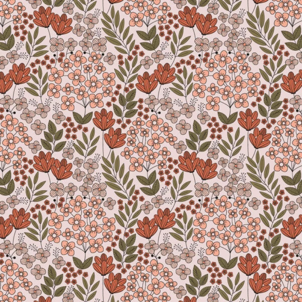 Blokbodemzakken - Flower Field Coral Red (17x10x25 cm) - 100 stuks - Afbeelding 3