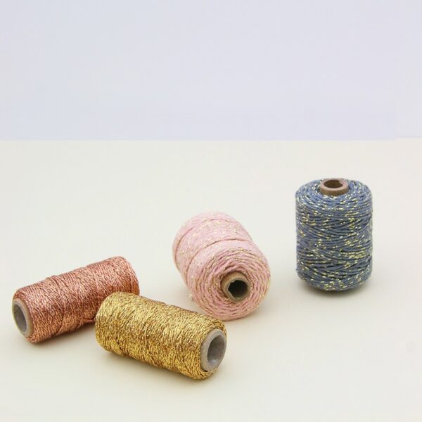 Inpaktouw - Twist - Pink / Gold (0,2 cm) - 50 meter - 2 rollen - Afbeelding 2
