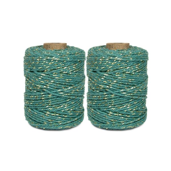 Inpaktouw - Twist - Jade Blue / Gold (0,2 cm) - 50 meter - 2 rollen