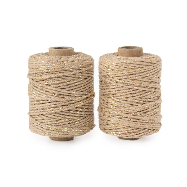 Inpaktouw - Twist - Natural / Gold (0,2 cm) - 50 meter - 2 rollen