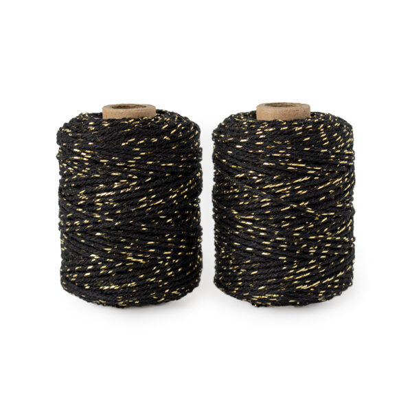 Inpaktouw - Twist - Black / Gold (0,2 cm) - 50 meter - 2 rollen