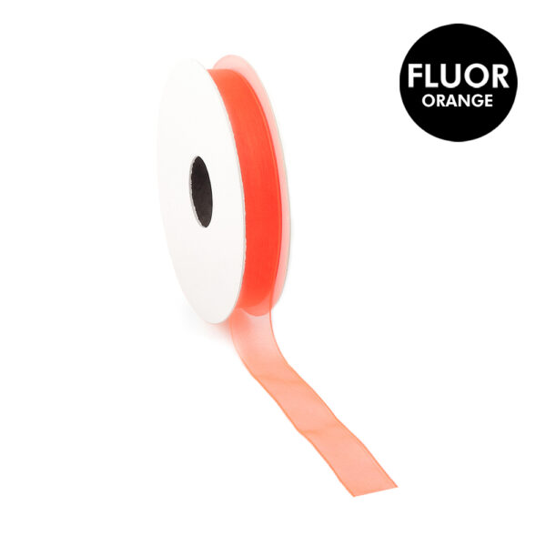 Stoffen Lint - Organza Fluor Orange (1,5 cm) - 20 meter