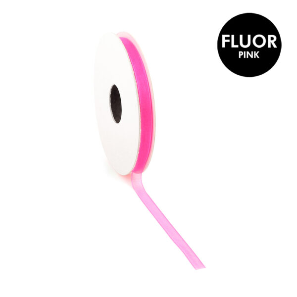Stoffen Lint - Organza Fluor Roze (0,7 cm) - 50 meter