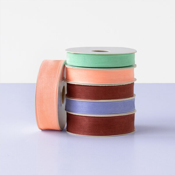 Stoffen Lint - Organza Coral Red (1,5 cm) - 50 meter - Afbeelding 2