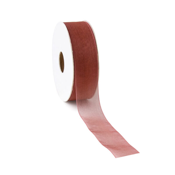 Stoffen Lint - Organza Coral Red (2,5 cm) - 50 meter