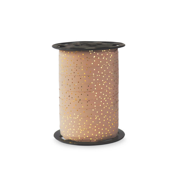 Cadeaulinten - Dots - Gold Warm Pink (1 cm) - 180 meter