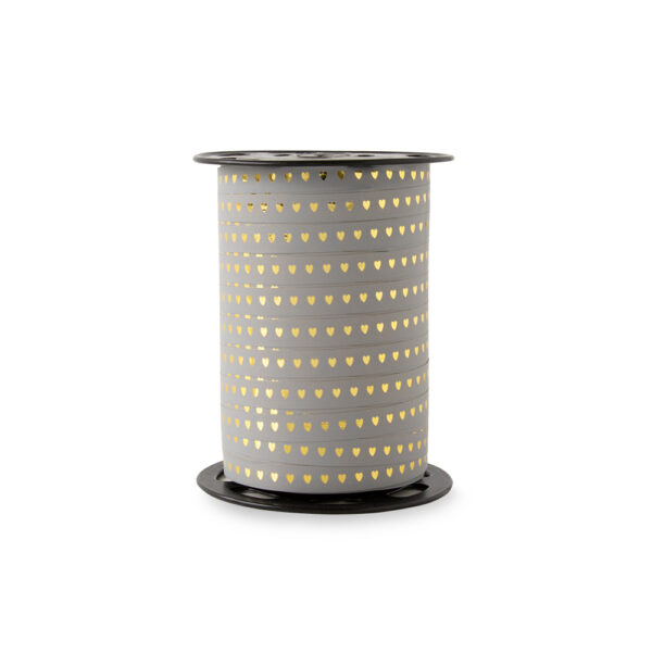 Cadeaulinten - Heart - Gold Grey Blue (1 cm) - 180 meter