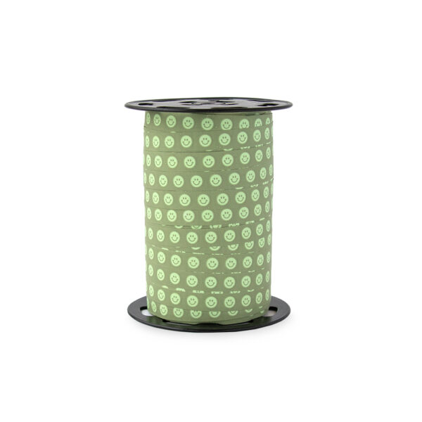 Cadeaulinten - Smileys - Old Green (1 cm) - 180 meter