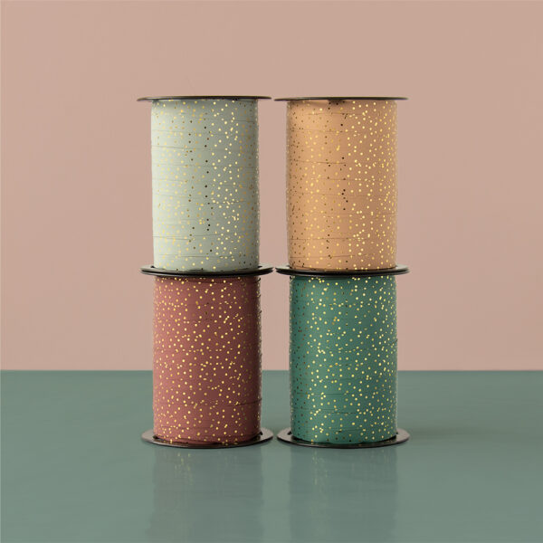 Cadeaulinten - Dots - Faded Pink (1 cm) - 180 meter - Afbeelding 3