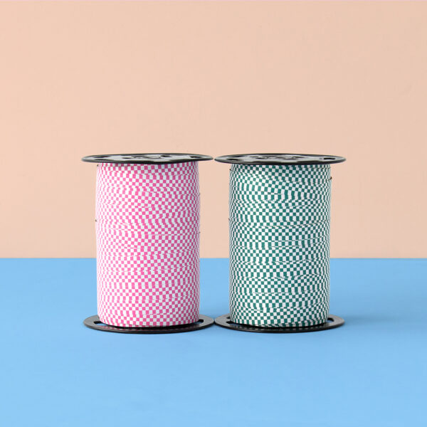 Cadeaulinten - Check - Flamingo Pink (1 cm) - 180 meter - Afbeelding 3