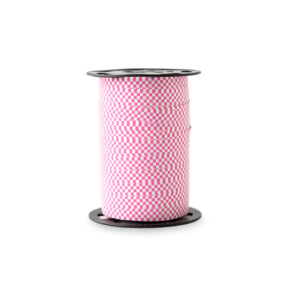 Cadeaulinten - Check - Flamingo Pink (1 cm) - 180 meter