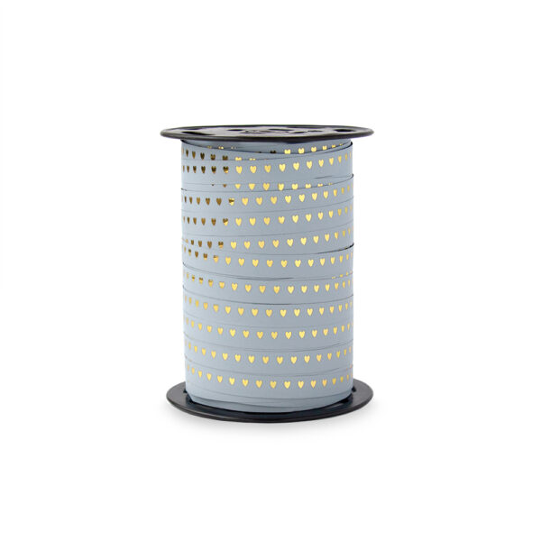 Cadeaulinten - Heart - Blue Grey - Peach (1 cm) - 180 meter