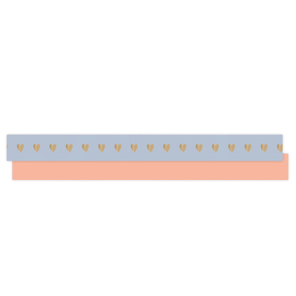 Cadeaulinten - Heart - Blue Grey - Peach (1 cm) - 180 meter - Afbeelding 2