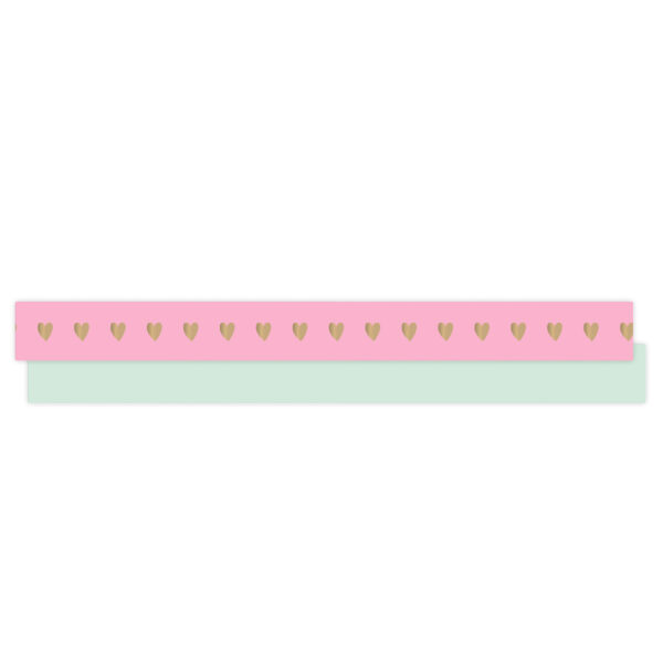 Cadeaulinten - Heart - Blush Pink - Pistache (1 cm) - 180 meter - Afbeelding 2